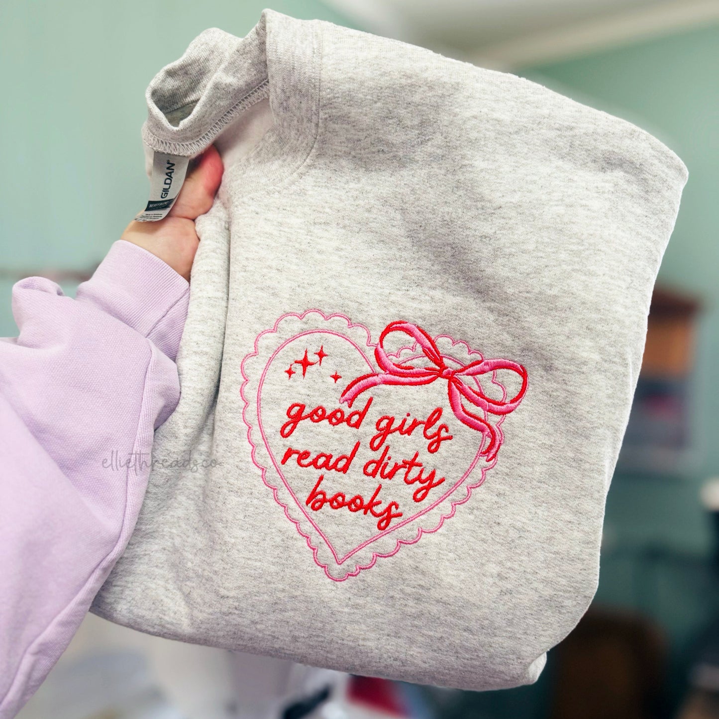 Good Girls Read Dirty Books Embroidered Sweatshirt