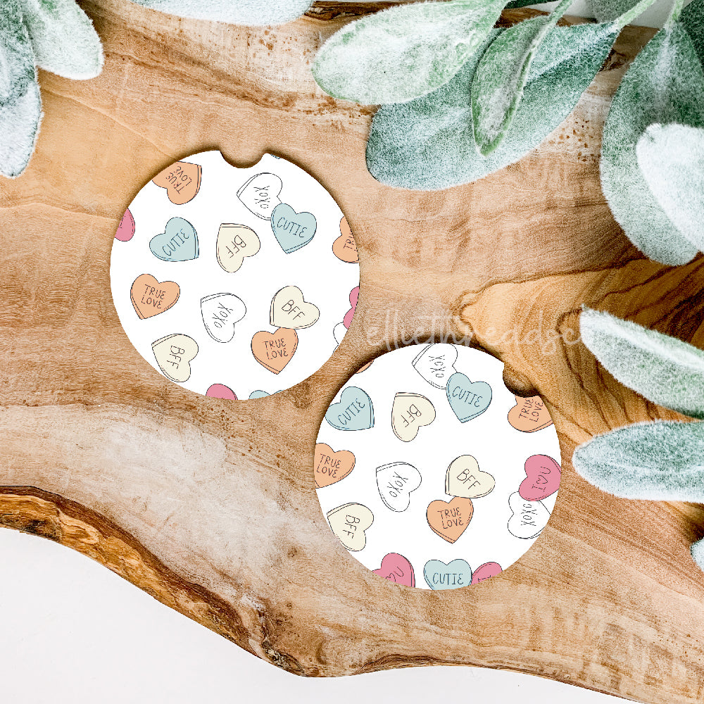 Candy Hearts Car Coasters