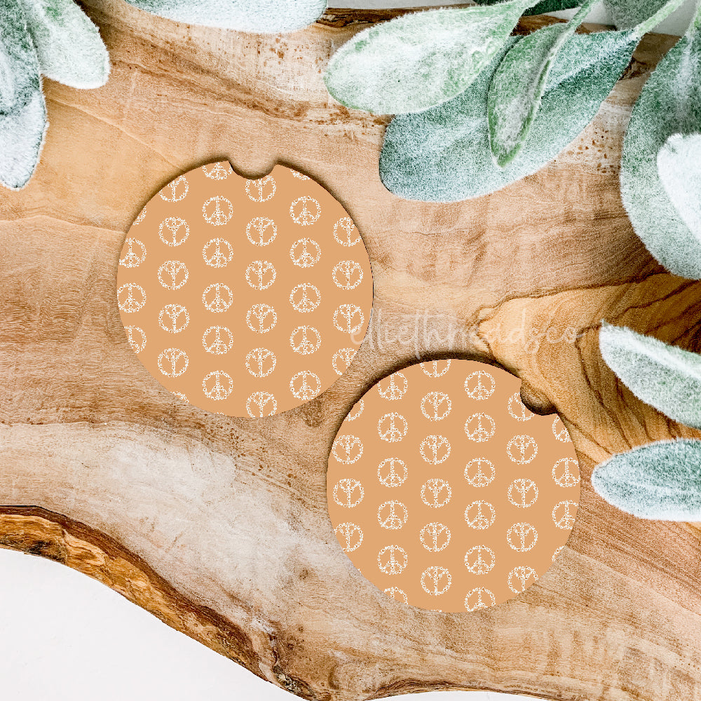 Floral Peace Sign Car Coasters