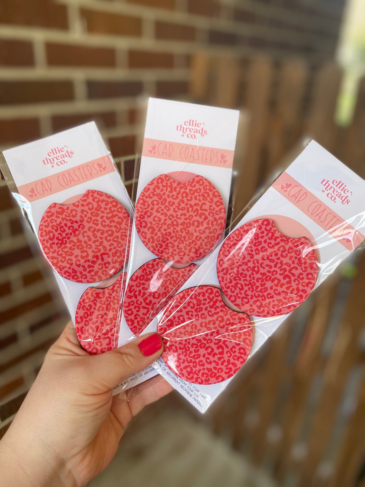 Hot Pink Leopard Car Coasters