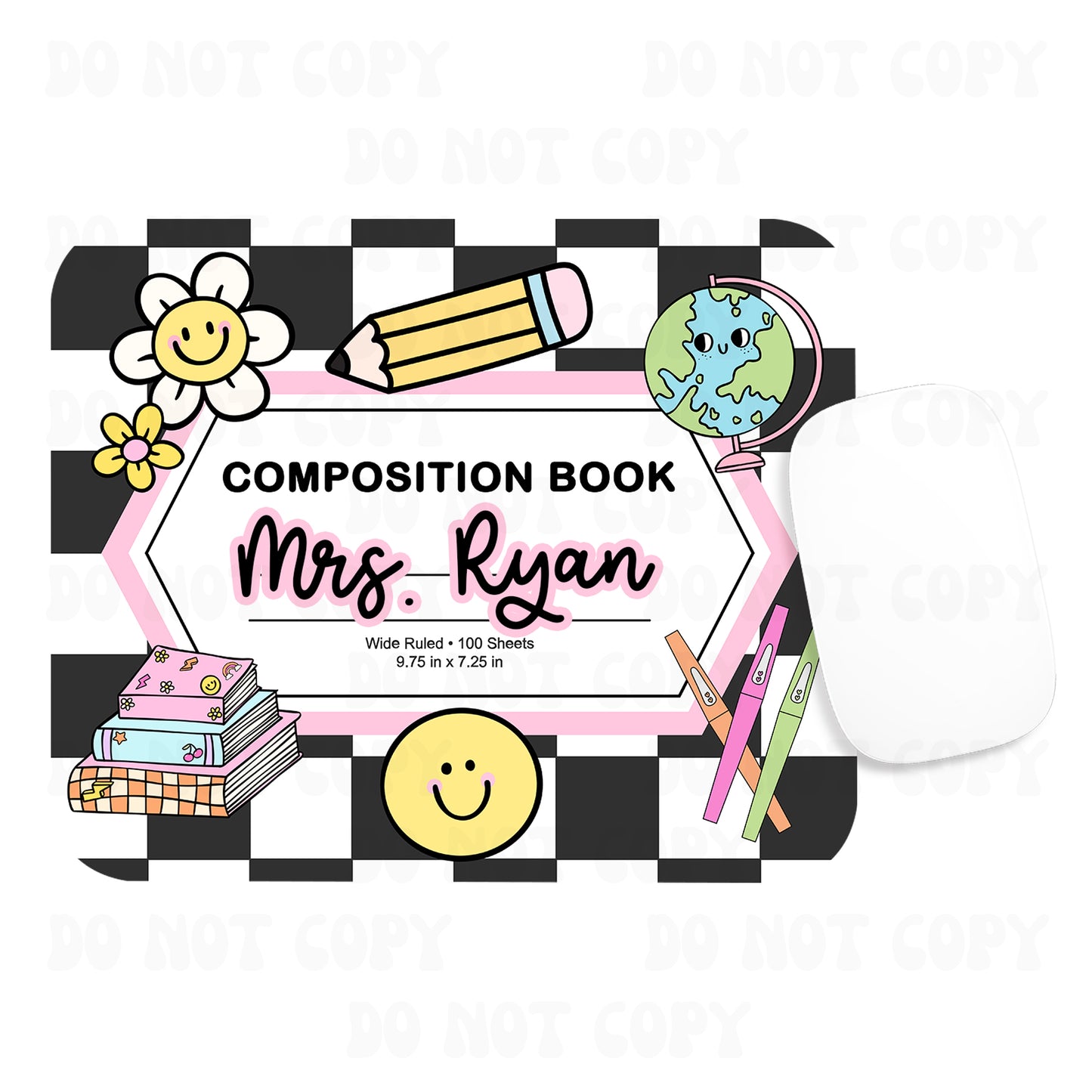 Custom Doodle Notebook Teacher Mouse Pad