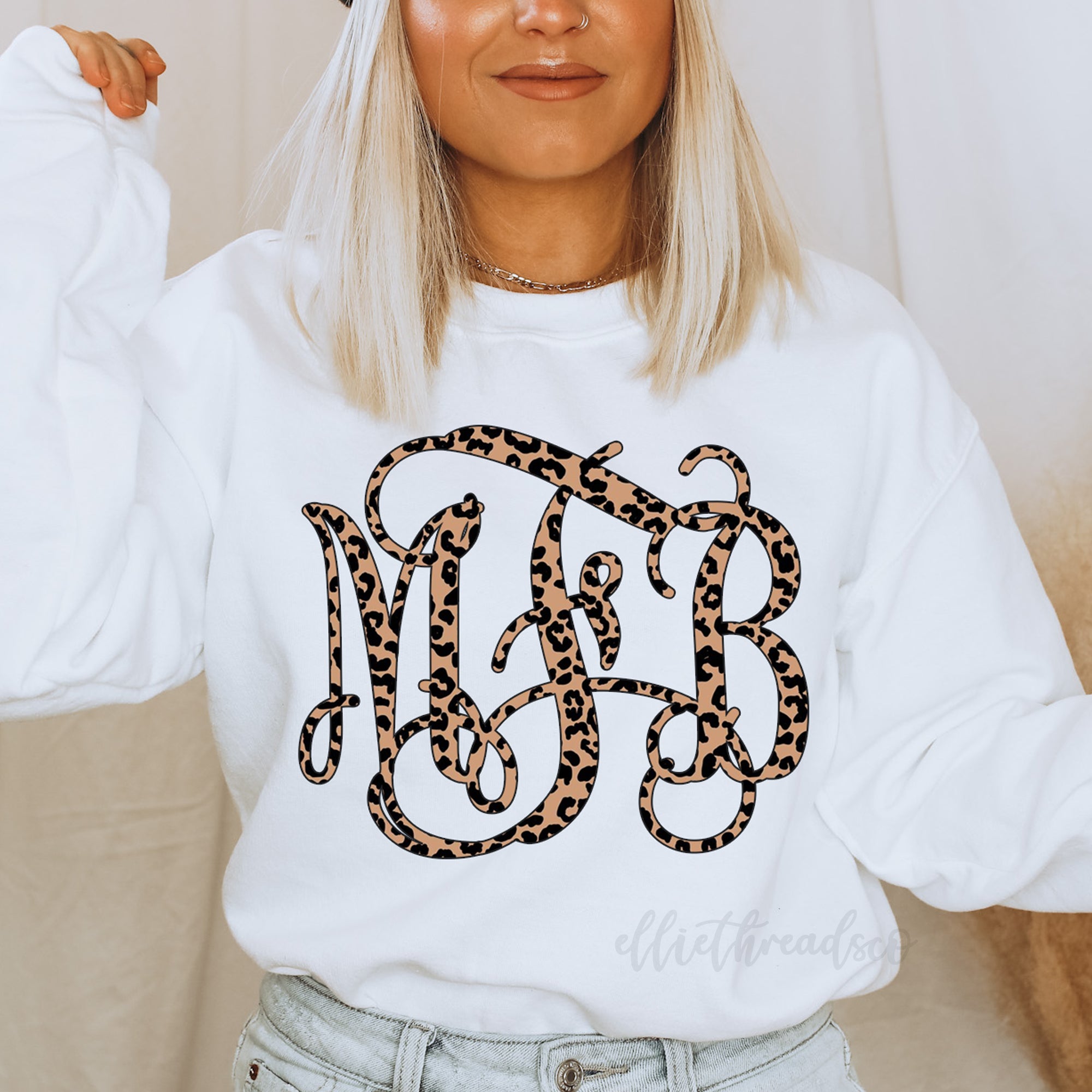 Leopard Monogram Sweatshirt Ellie Threads Co