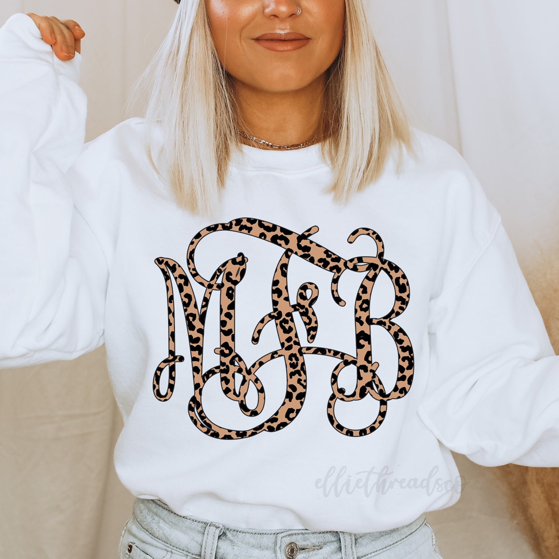 Leopard Monogram Sweatshirt – Ellie Threads Co.